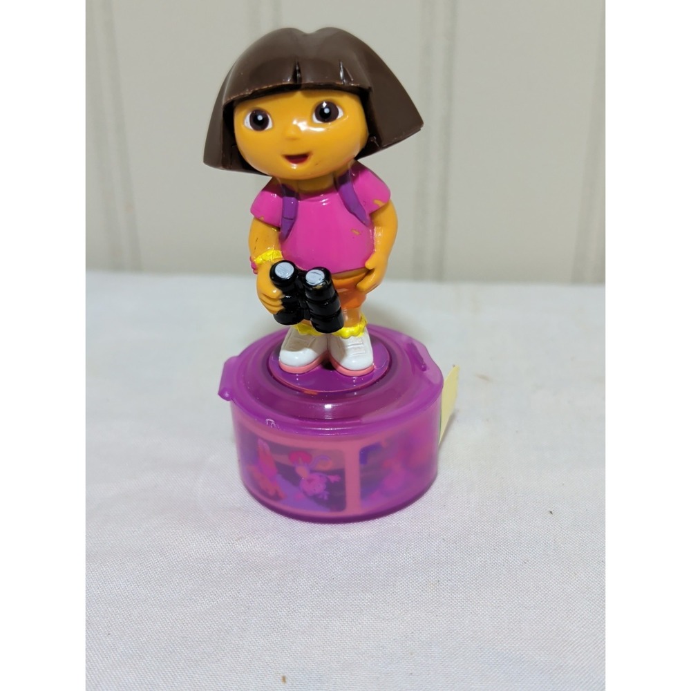 Dora The Explorer Rolling Sticker Dispenser Purple Base Binoculars Figurine Toy